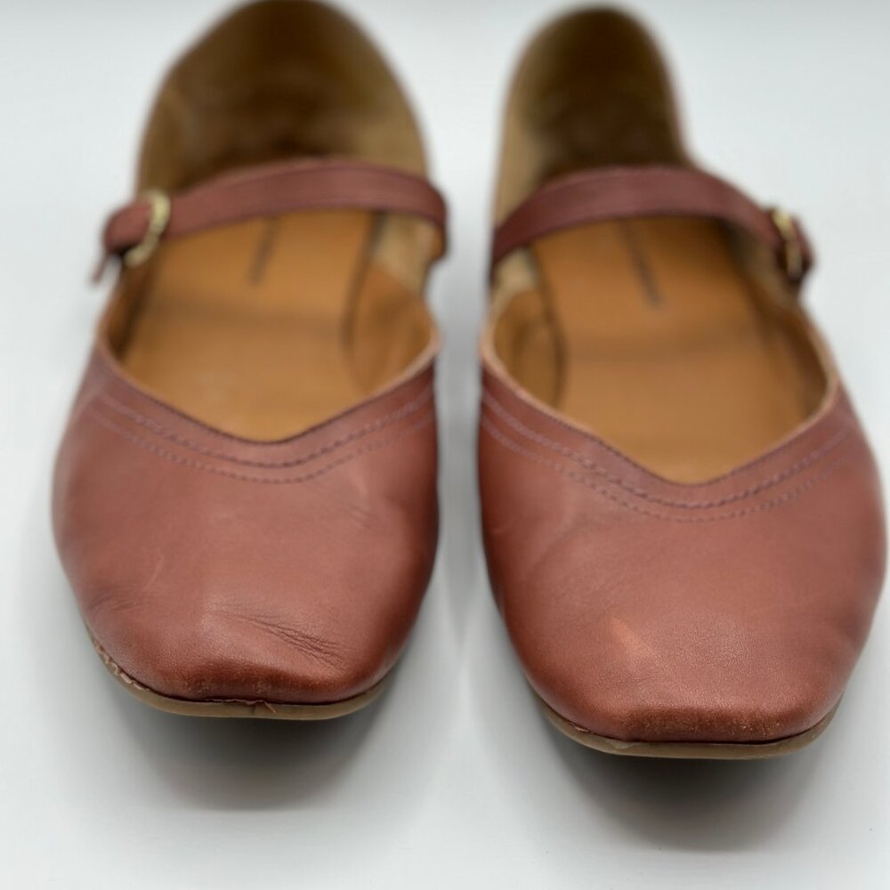 Lucky Brand Women's Albajane Flat Mary Jane Flat in Henna Brown Leather Size 10 - Picture 2 of 9